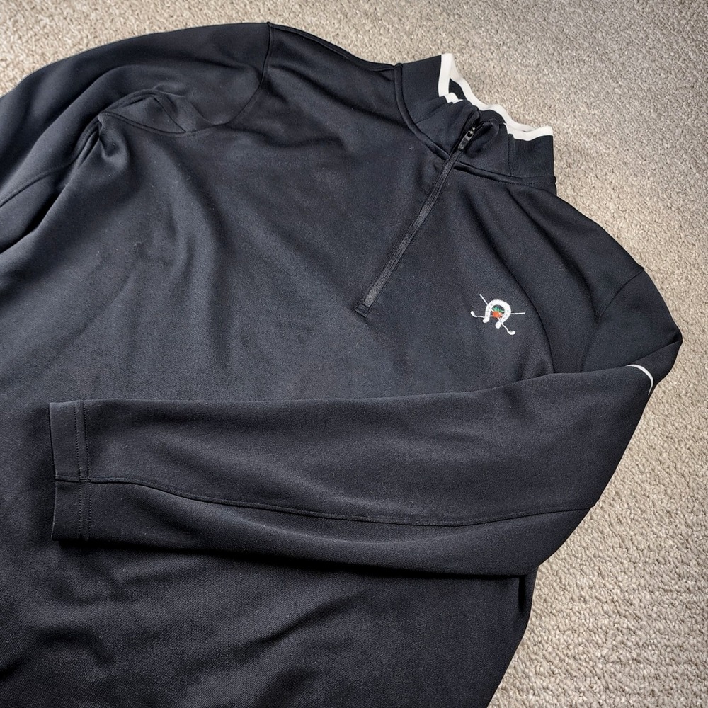 Nike Golf Pullover Men Med Black Dri FIT 1/4 Zip Horseshoe Bay Golf Club